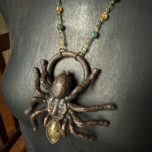 Real tarantula molt necklace spider pendant gothic jewelry handmade necklace